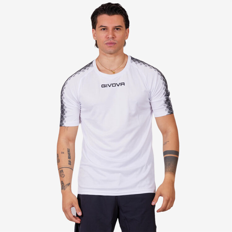 Tricou sport Givova Club, Alb / Negru
