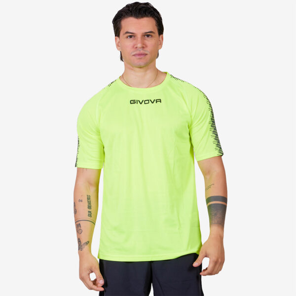 88 Tricou sport Givova Club, Galben Fluo / Negru - imagine 1