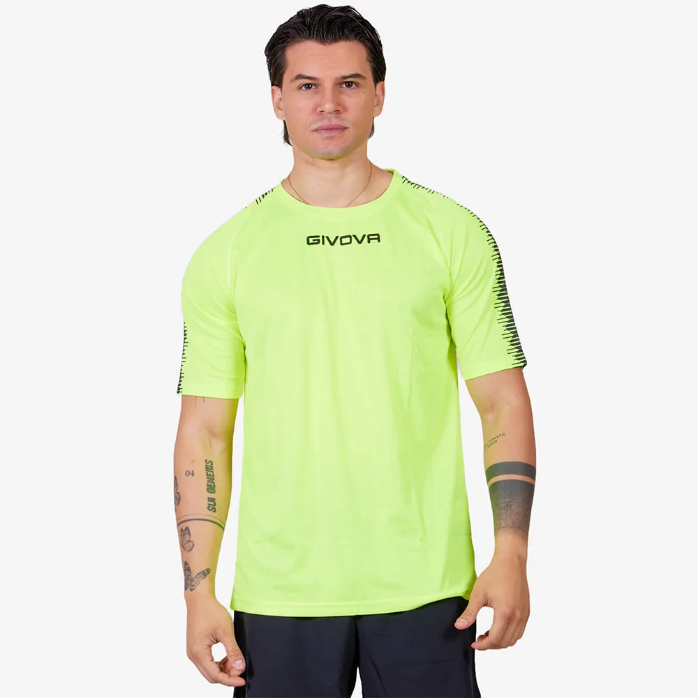 88 Tricou sport Givova Club, Galben Fluo / Negru - imagine 1