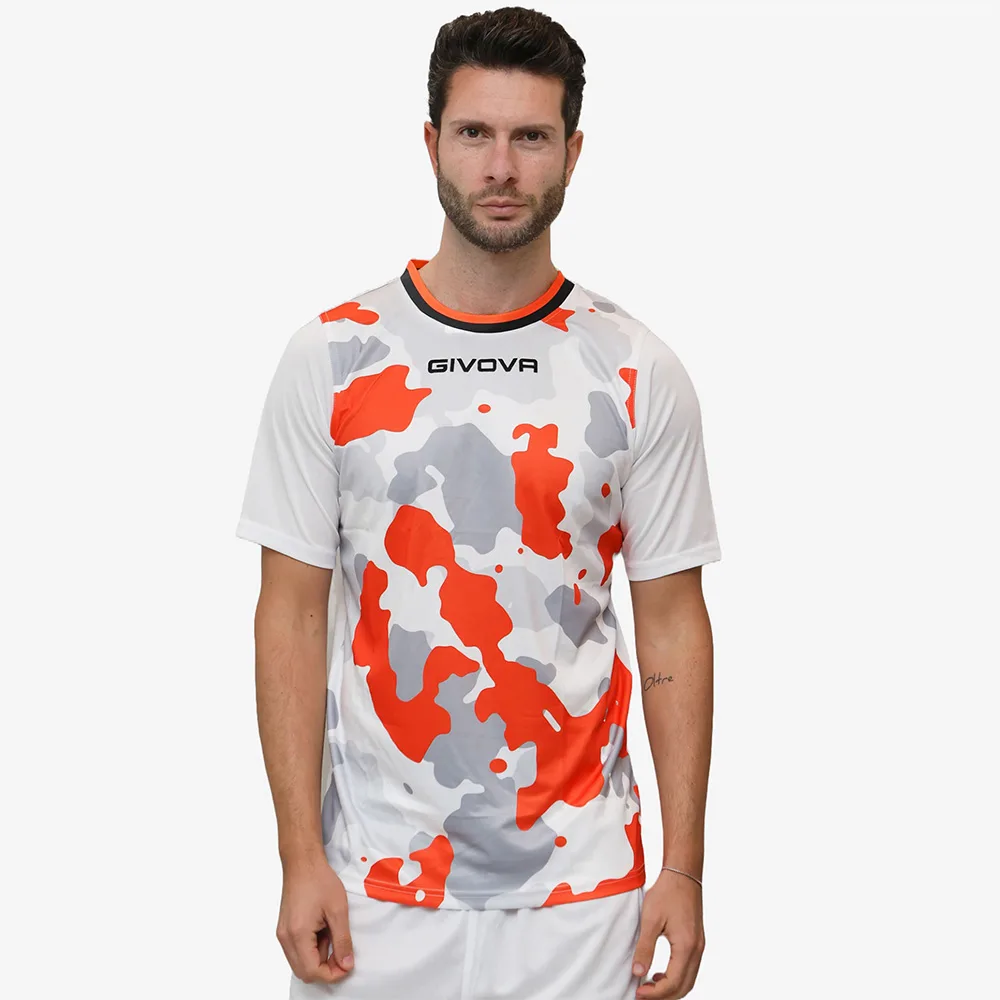 Tricou sport Givova Army, Alb / Portocaliu - imagine 1