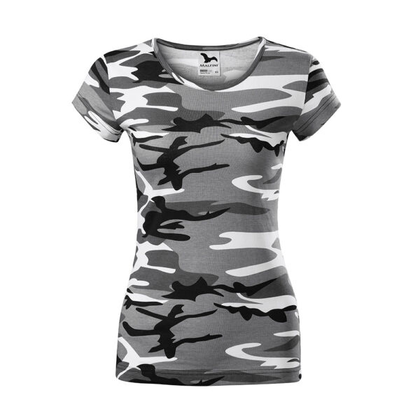 Tricou bumbac dama Camouflage, Gri camuflaj - imagine 2