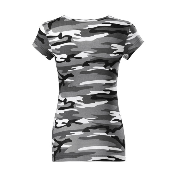 Tricou bumbac dama Camouflage, Gri camuflaj - imagine 3
