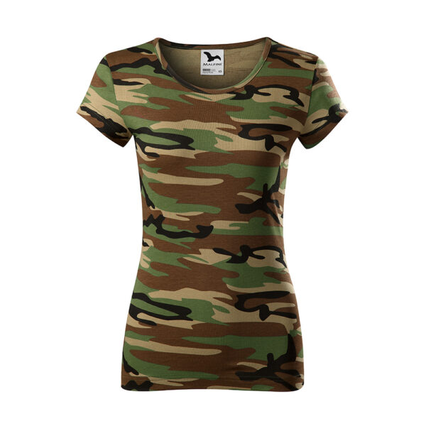 Tricou bumbac dama Camouflage, Maro camuflaj - imagine 2