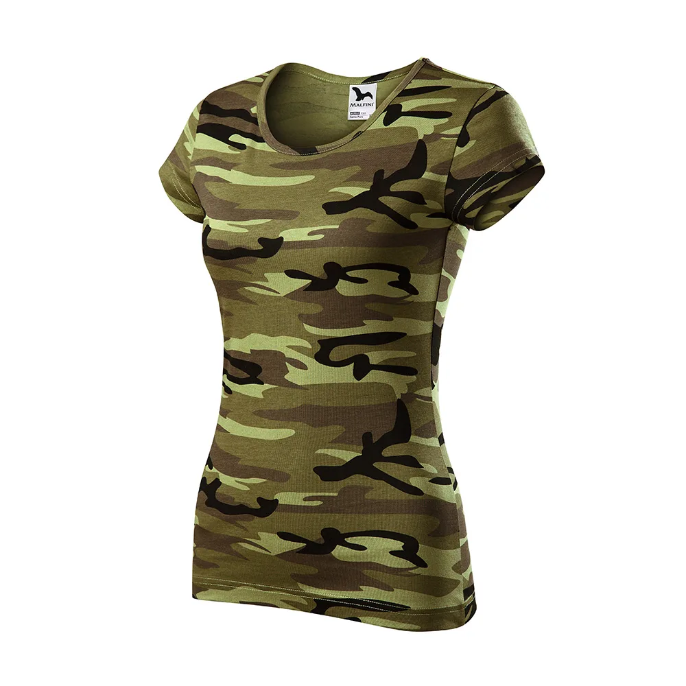Tricou bumbac dama Camouflage, Verde camuflaj - imagine 1