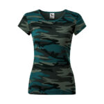 Tricou bumbac dama Camouflage, Petrol camuflaj - imagine 2