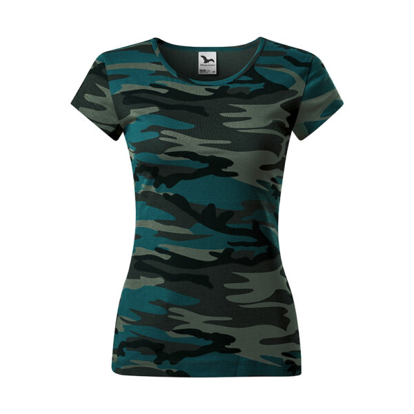 Tricou bumbac dama Camouflage, Petrol camuflaj - imagine 2