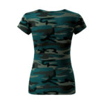 Tricou bumbac dama Camouflage, Petrol camuflaj - imagine 3
