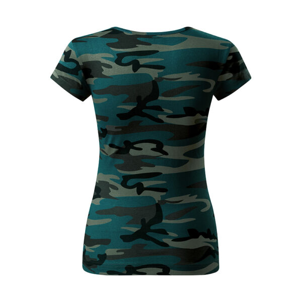 Tricou bumbac dama Camouflage, Petrol camuflaj - imagine 3