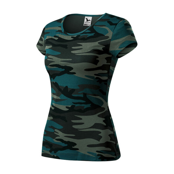 Tricou bumbac dama Camouflage, Petrol camuflaj - imagine 1