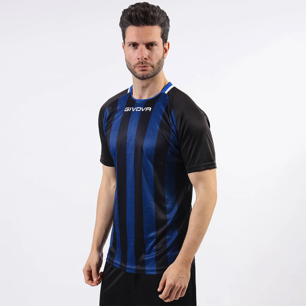 Tricou sport Givova Tratto, Negru / Albastru Royal - imagine 1