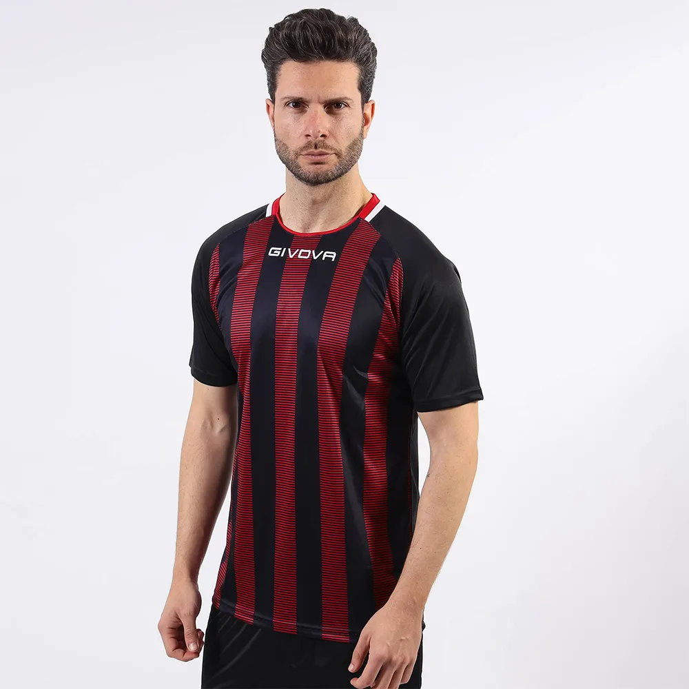 Tricou sport Givova Tratto, Negru / Rosu - imagine 1