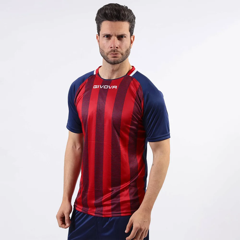 Tricou sport Givova Tratto, Bleumarin / Rosu - imagine 1