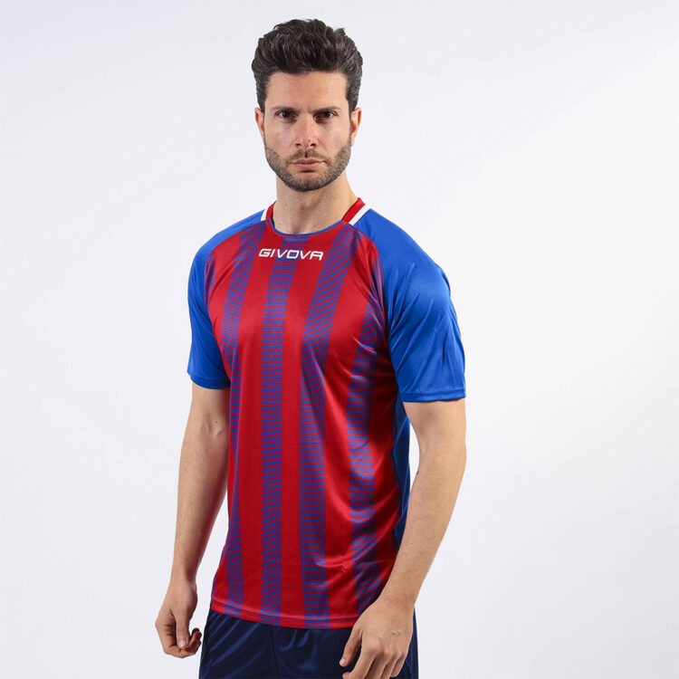 Tricou sport Givova Tratto, Albastru Royal / Rosu