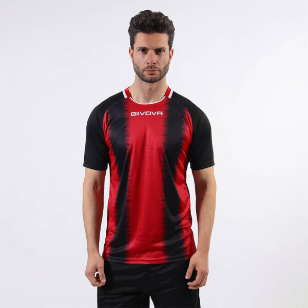 Tricou sport Givova Stripe, Rosu / Negru - imagine 1
