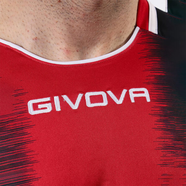 Tricou sport Givova Stripe, Rosu / Negru - imagine 3