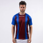 Tricou sport Givova Stripe, Albastru Royal / Visiniu