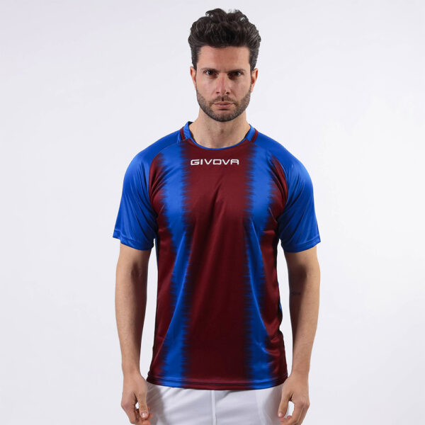 Tricou sport Givova Stripe, Albastru Royal / Visiniu - imagine 1