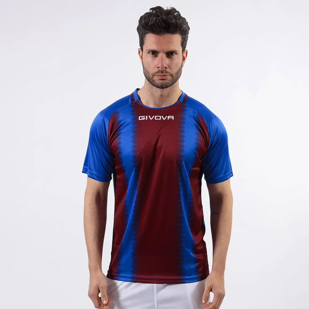 Tricou sport Givova Stripe, Albastru Royal / Visiniu - imagine 1