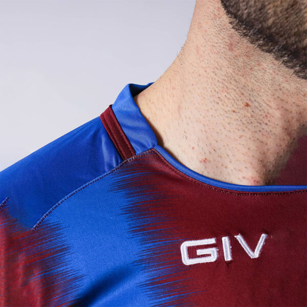 Tricou sport Givova Stripe, Albastru Royal / Visiniu - imagine 4