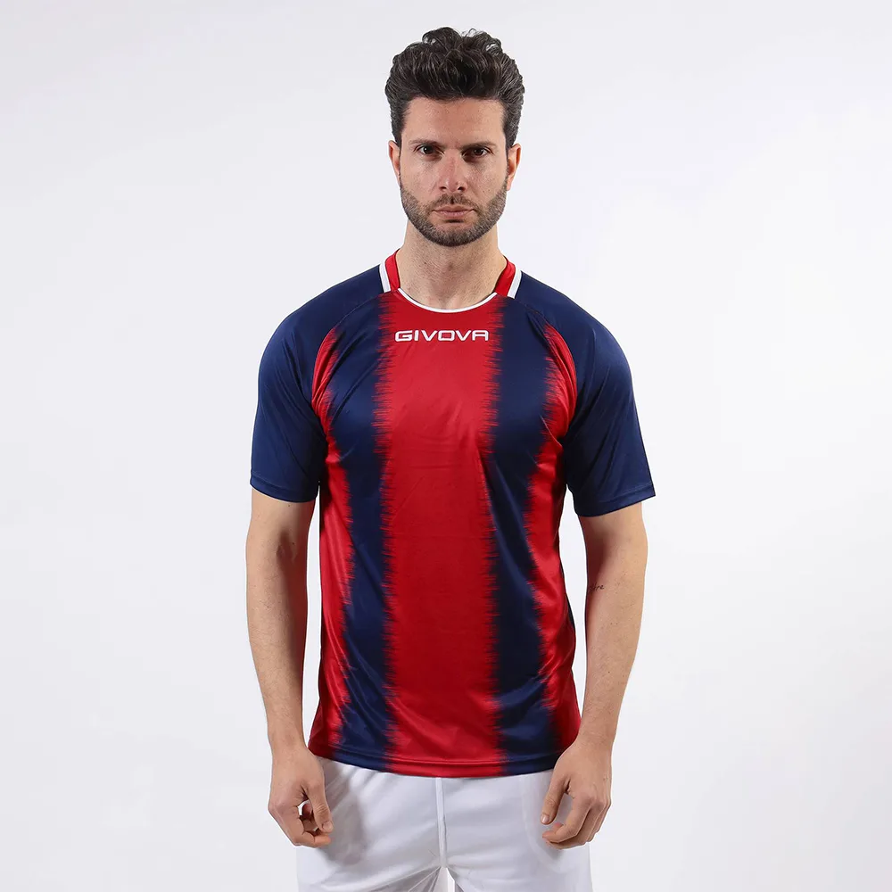 Tricou sport Givova Stripe, Bleumarin / Rosu - imagine 1