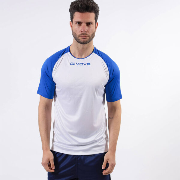 Tricou sport Givova Capo, Alb / Albastru Royal - imagine 1