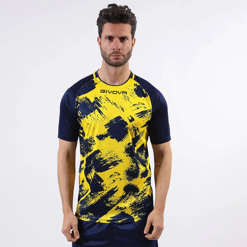 Tricou sport Givova Art, Galben / Bleumarin - imagine 1