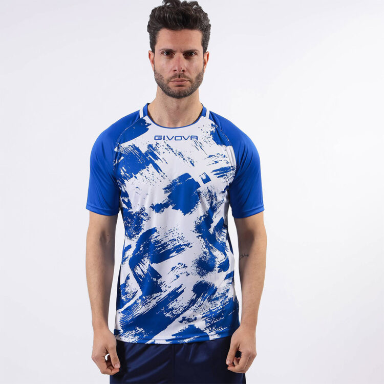 Tricou sport Givova Art, Albastru Royal / Alb