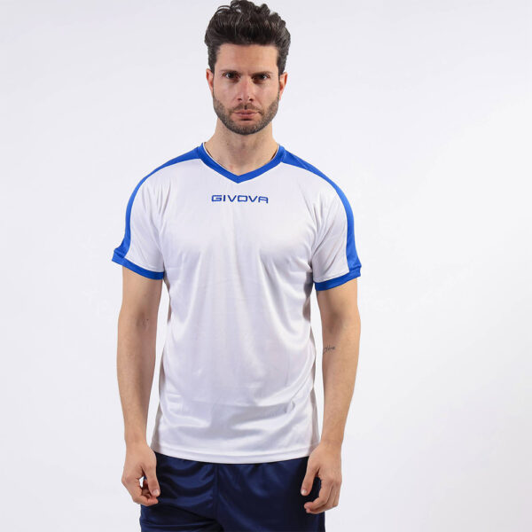 givova00309 Tricou sport Givova Revolution, Alb / Albastru Royal - imagine 1