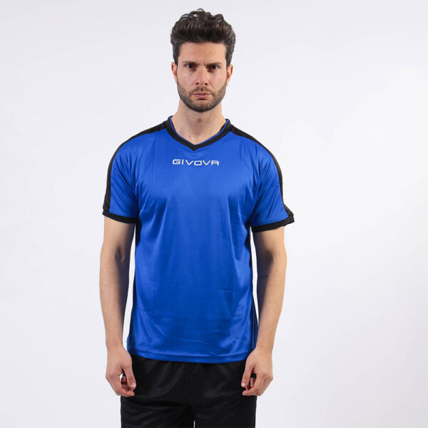 givova00321 Tricou sport Givova Revolution, Albastru Royal / Negru - imagine 1