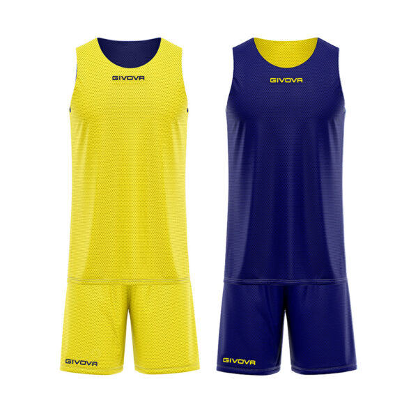 kitb06_0704 Set echipament baschet reversibil Givova Reverse, Galben / Bleumarin - imagine 1