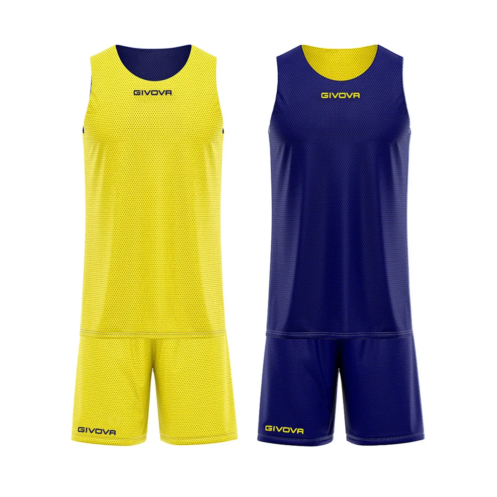 Set echipament baschet reversibil Givova Reverse, Galben / Bleumarin - imagine 1