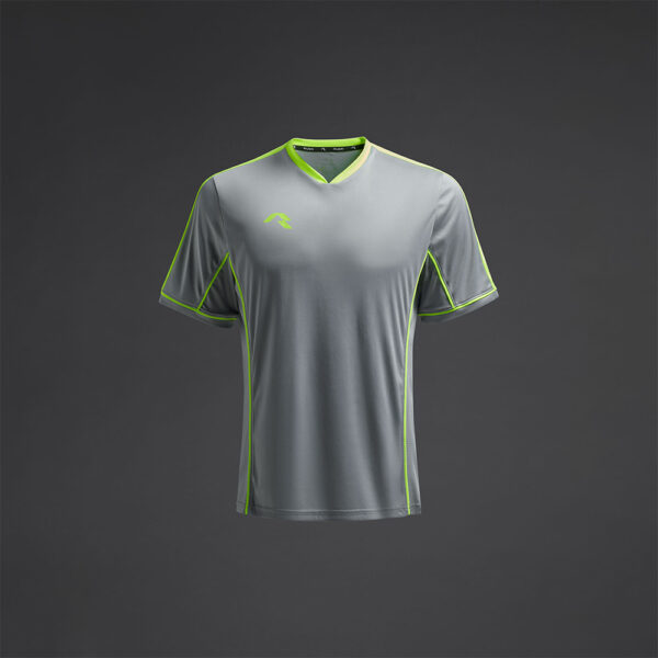 Tricou sport Musai Afiki, Gri deschis / Galben Fluo - imagine 6