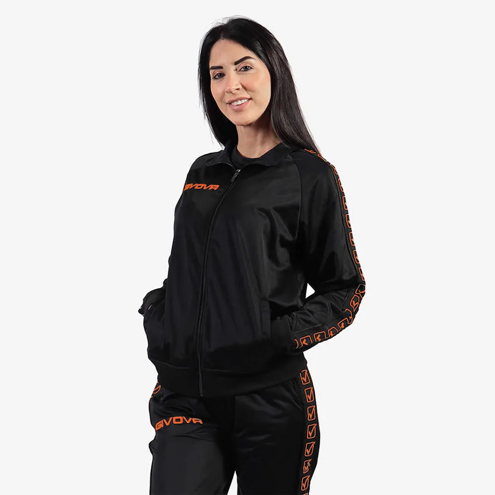 Bluza trening Givova Tricot Band, Negru / Portocaliu Fluo - imagine 1