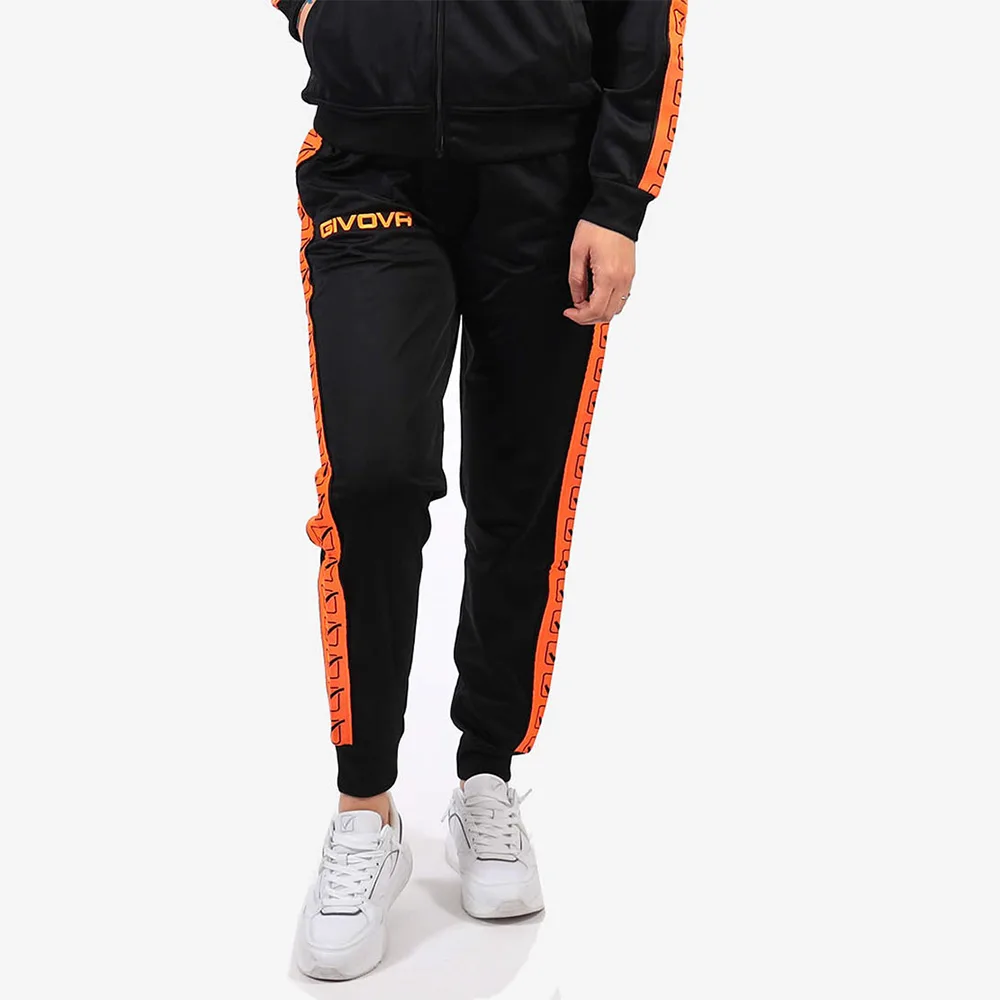Pantaloni lungi Givova Tricot Band, Portocaliu Fluo / Negru - imagine 1