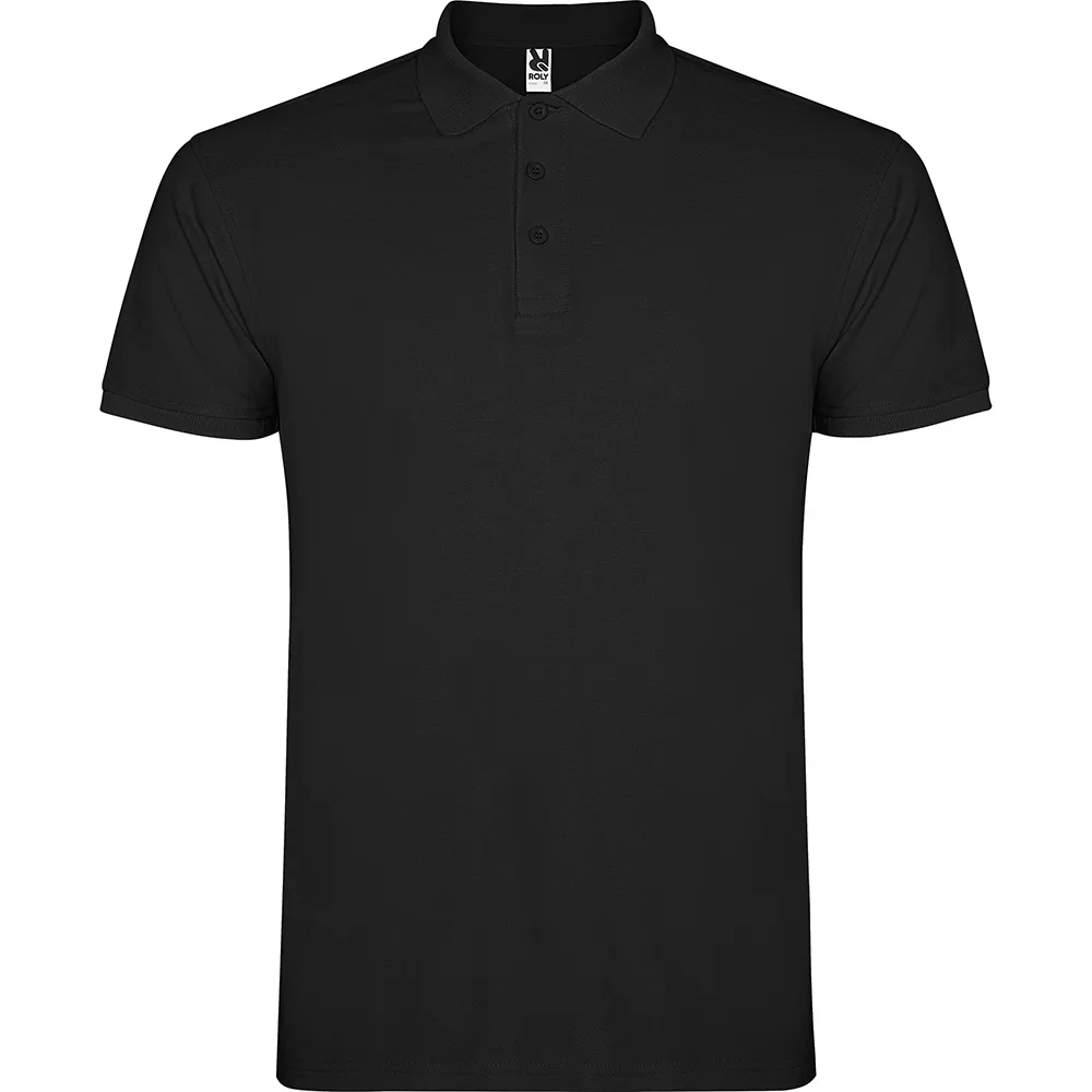Tricou polo bumbac Star, Negru - imagine 1