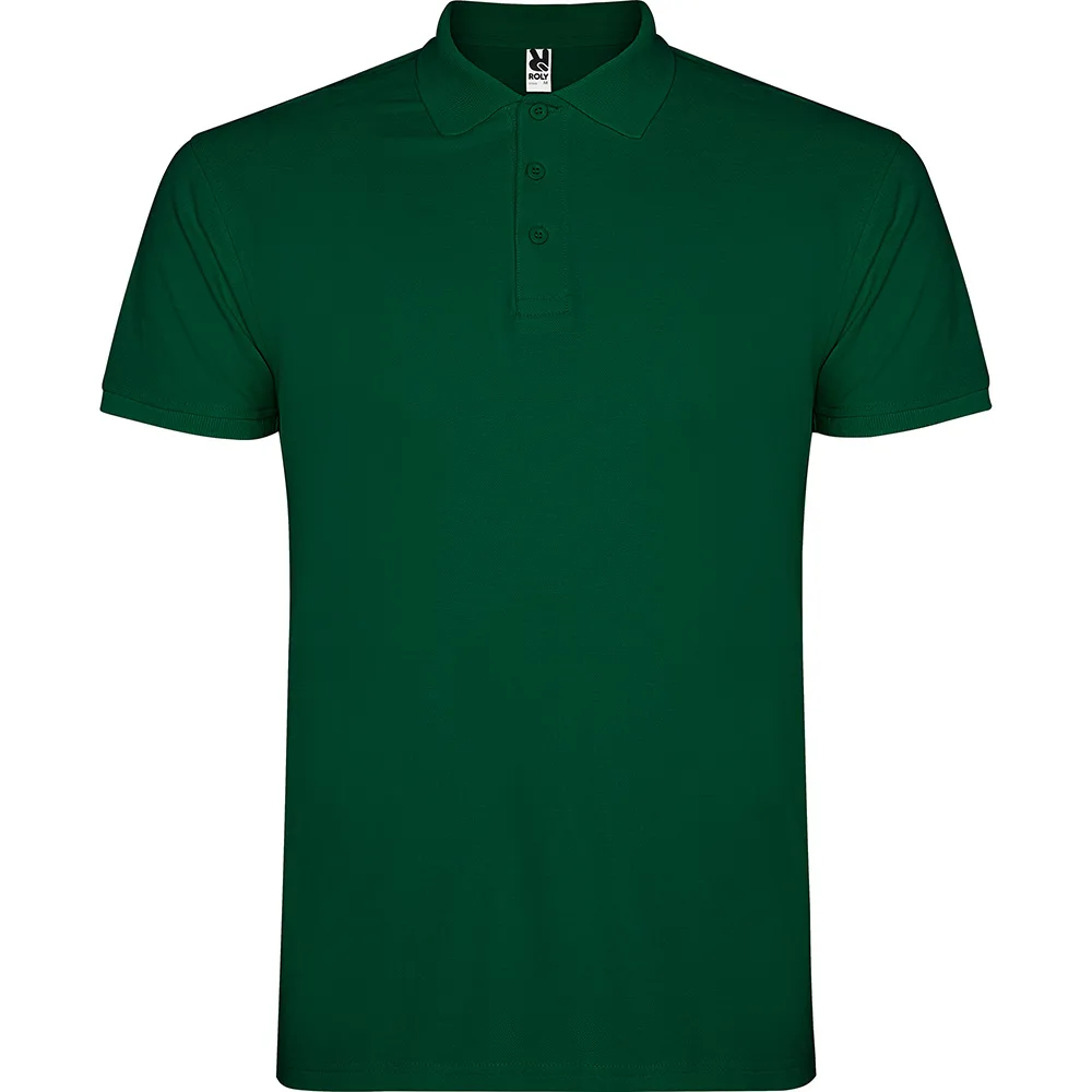 Tricou polo bumbac Star, Verde sticla - imagine 1