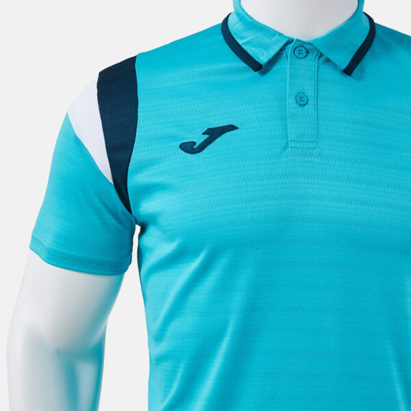 Tricou polo tenis Joma Terra, Turcoaz Fluo / Bleumarin - imagine 4