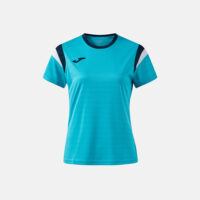 Tricou dama tenis Joma Terra, Turcoaz Fluo / Bleumarin