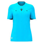 Tricou arbitru dama Macron Tess Eco, Albastru Sky Fluo / Negru - imagine 2
