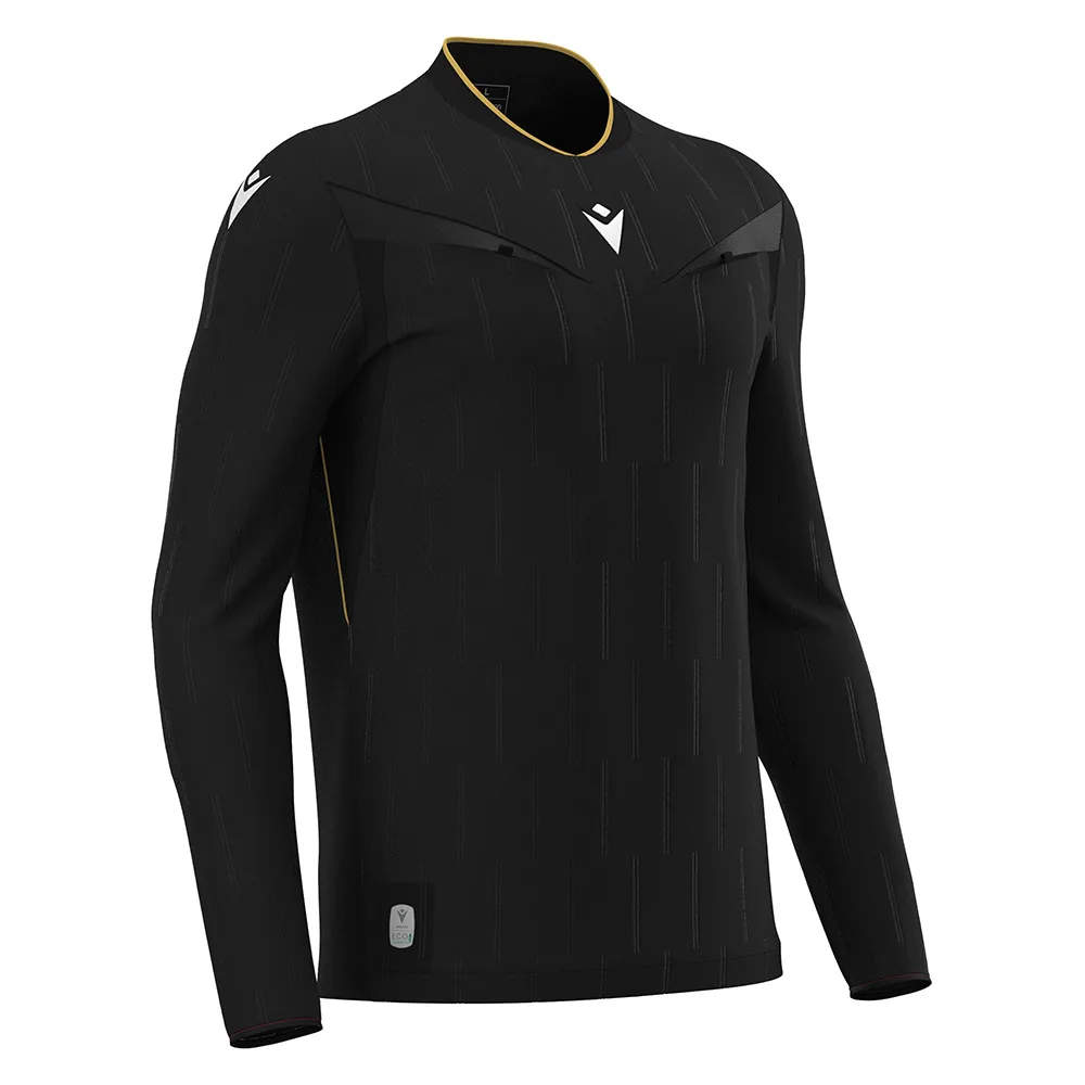Tricou arbitru maneca lunga Macron Mendez Eco, Negru / Auriu - imagine 1