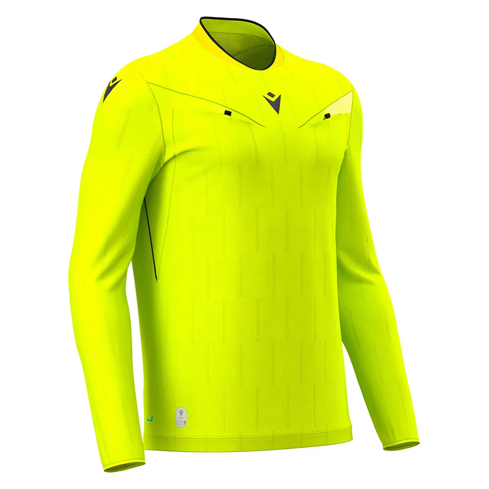Tricou arbitru maneca lunga Macron Mendez Eco, Galben Fluo / Negru - imagine 1