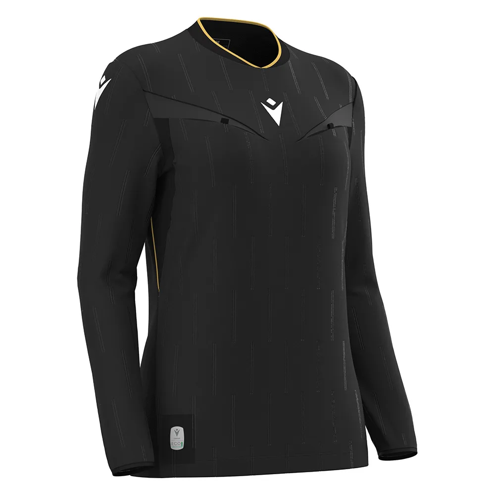 Tricou maneca lunga arbitru dama Macron Tess Eco, Negru / Auriu - imagine 1
