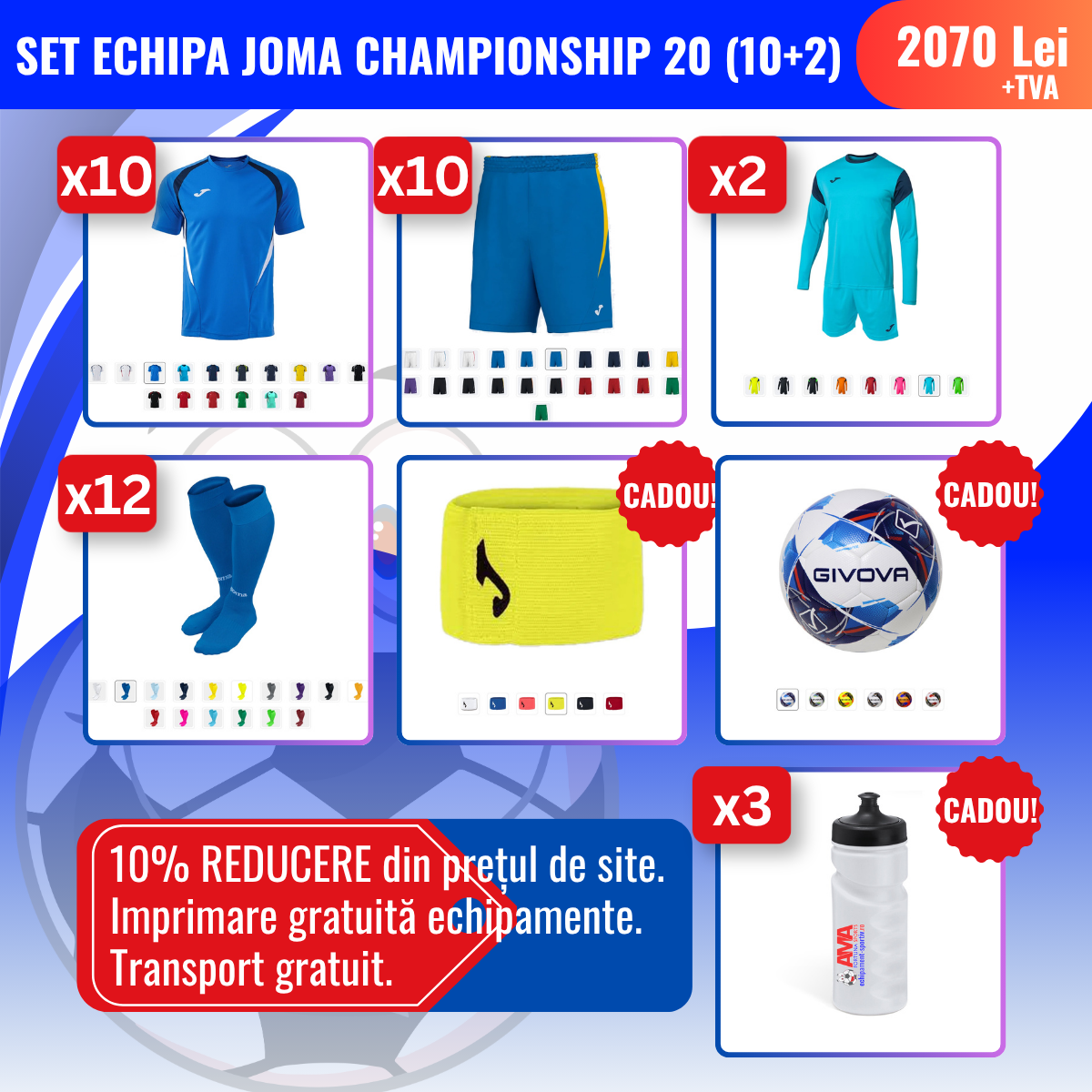 Set echipă fotbal AMA Joma Championship 20 (10 + 2)