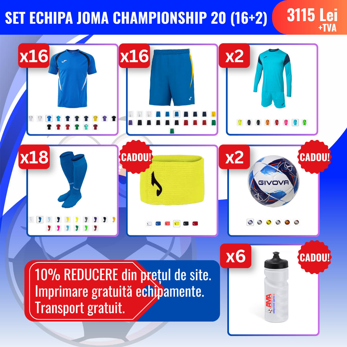 Set echipă fotbal AMA Joma Championship 20 (16 + 2)