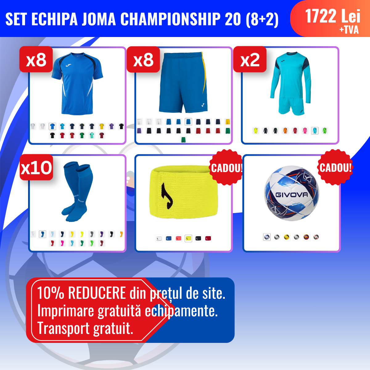 Set echipă fotbal AMA Joma Championship 20 (8 + 2)